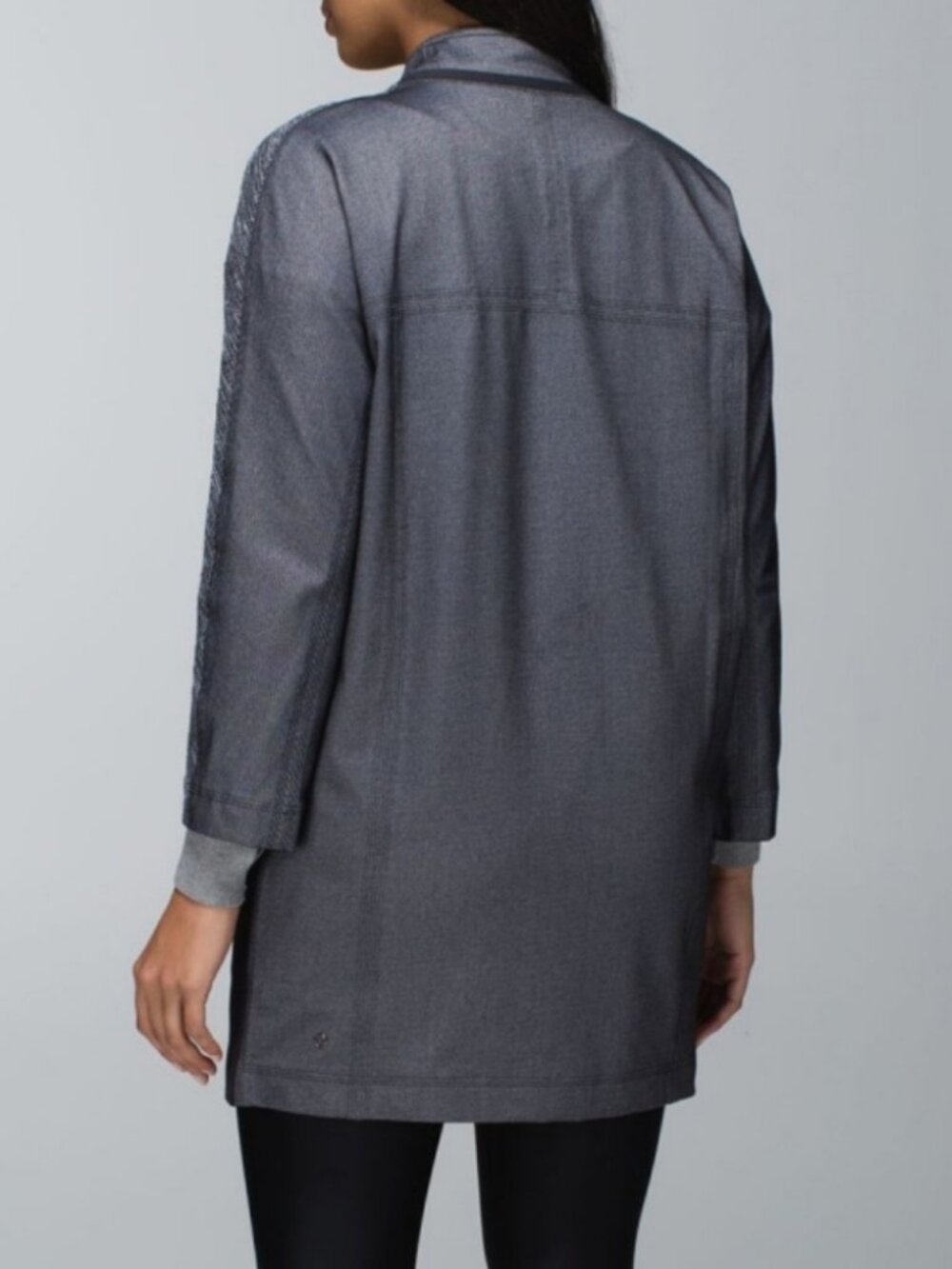 Lulu Cocoon Car Coat Coco Pique Black Long Jacket - Picture 2 of 8
